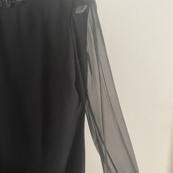 Vintage Bill Blass Knee Length Dress with Silk Sheer Sleeves Size 10 - Picture 4 of 7